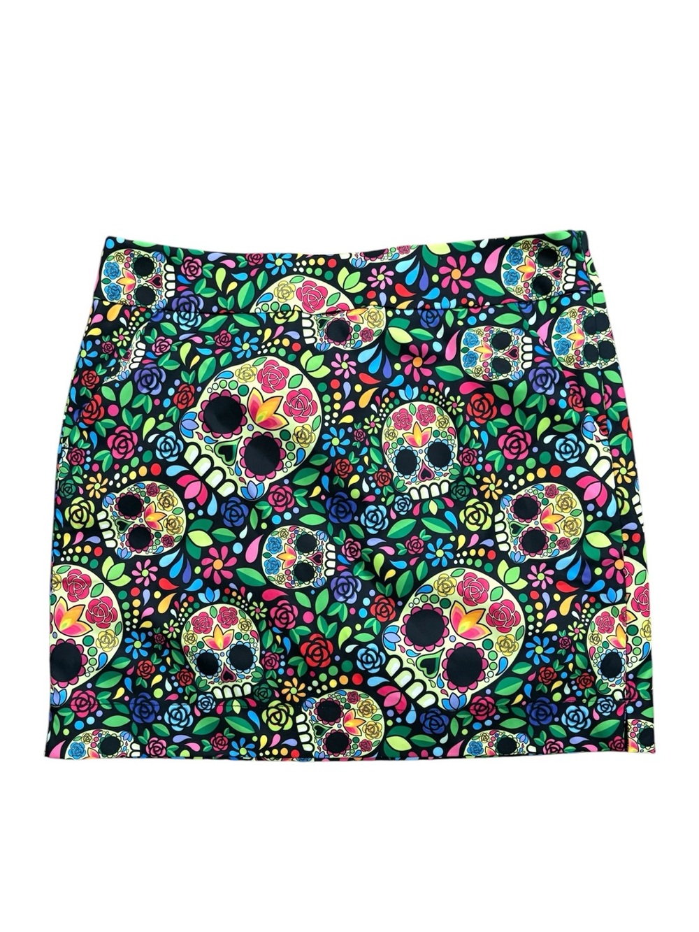 Loudmouth Mosaic Skulls Stretch Golf Skirt Skort Black Size 6